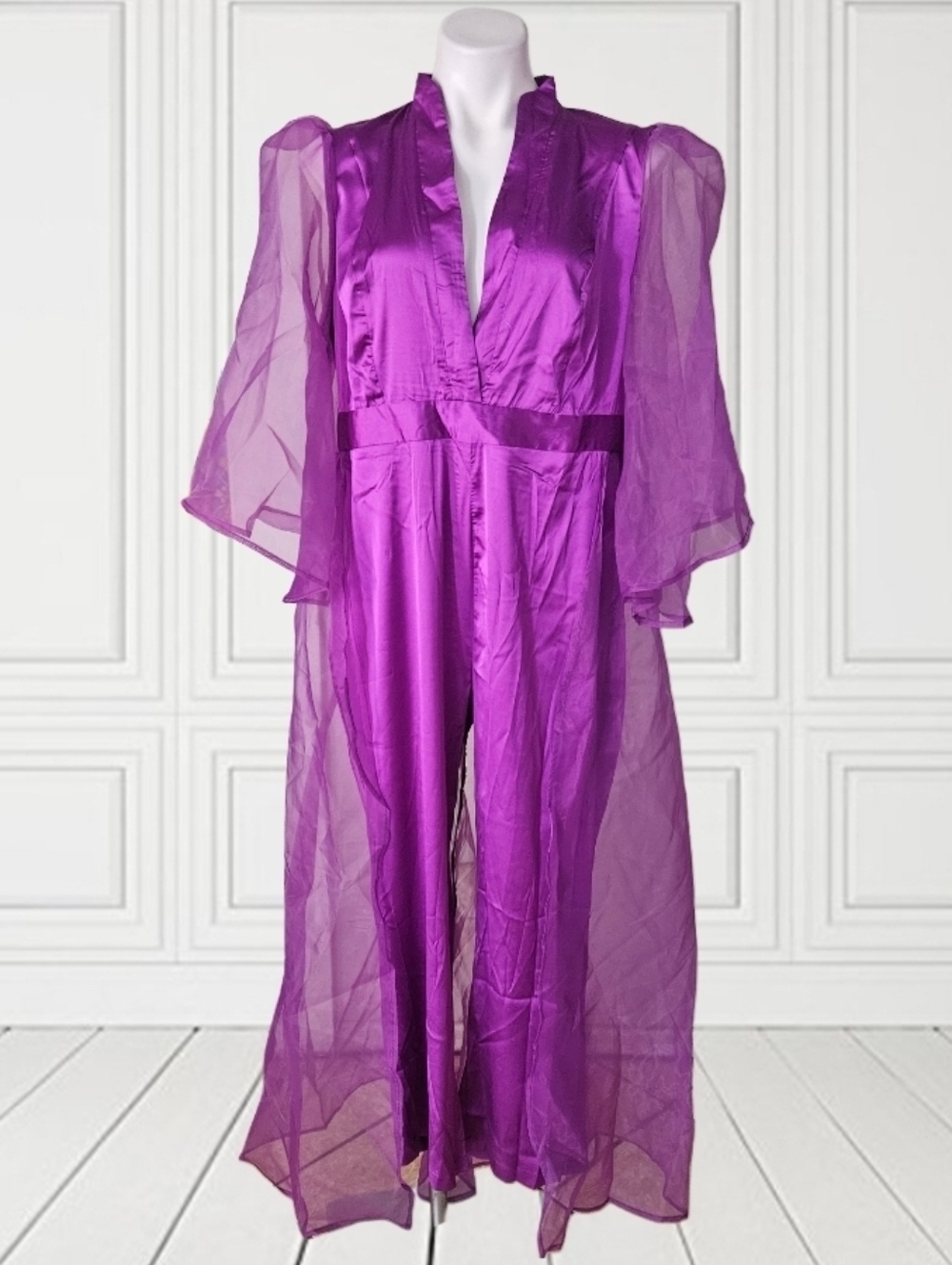 Vibrant Fuchsia Sheer Overlay Jumpsuit